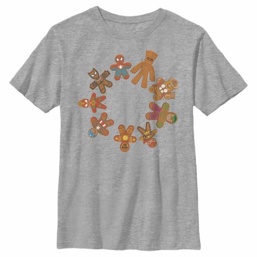 Boy_s Marvel Christmas Gingerbread Cookie Circle T-Shirt