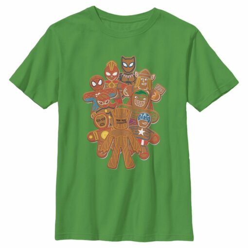 Boy_s Marvel Christmas Gingerbread Cookie Heroes T-Shirt