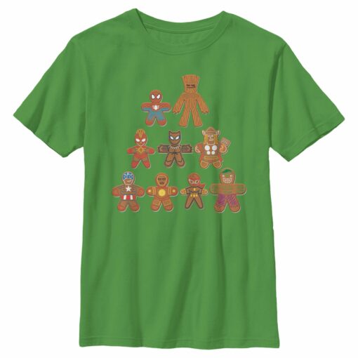 Boy_s Marvel Christmas Gingerbread Cookie Tree T-Shirt