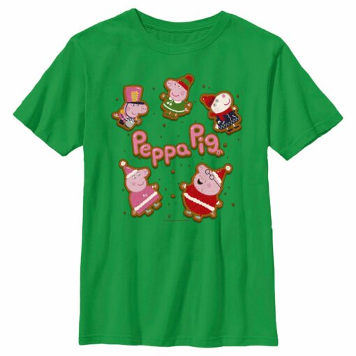 Boy_s Peppa Pig Christmas Gingerbread Cookie Characters T-Shirt