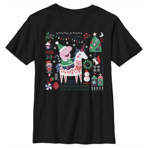 Boy_s Peppa Pig Christmas Unicorn T-Shirt