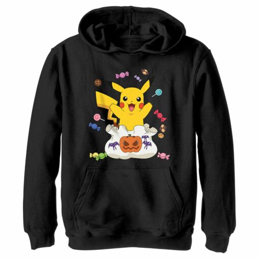 Boy_s Pokemon Halloween Pikachu Candy Bag Pull Over Hoodie