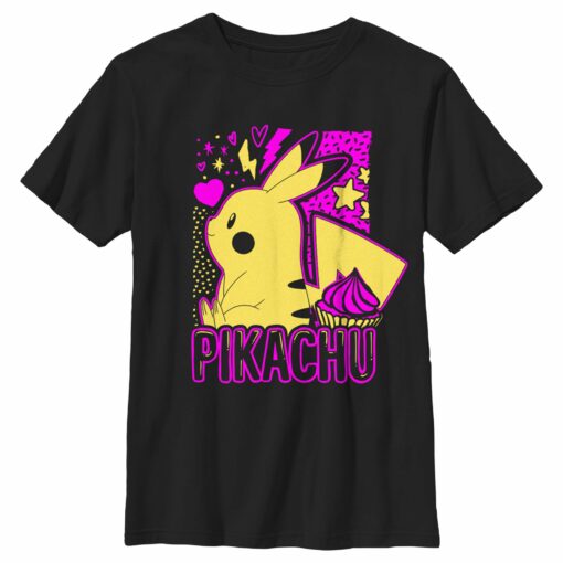 Boy_s Pokemon Pikachu Sweet Cupcake Neon T-Shirt