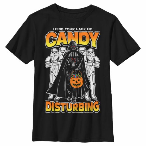 Boy_s Star Wars A New Hope Halloween Darth Vader and Stormtroopers I Find Your Lack of Candy Disturbing T-Shirt_3201