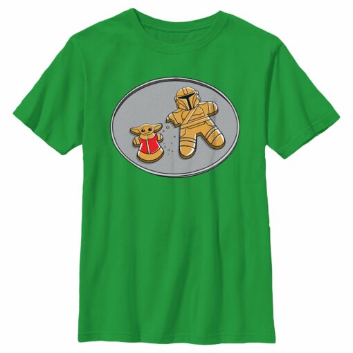 Boy_s Star Wars The Mandalorian Gingerbread Cookies Mando Grogu T-Shirt