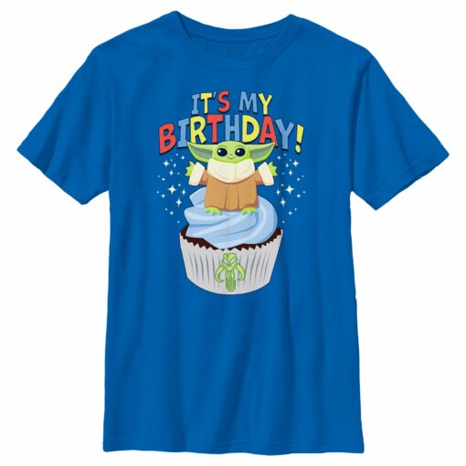 Boy_s Star Wars The Mandalorian It_s My Birthday Grogu Cupcake T-Shirt