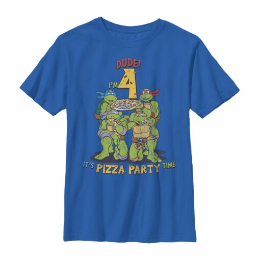 Boy_s Teenage Mutant Ninja Turtles 4th Birthday Pizza Party T-Shirt