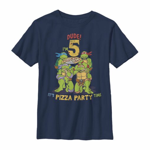 Boy_s Teenage Mutant Ninja Turtles 5th Birthday Pizza Party T-Shirt