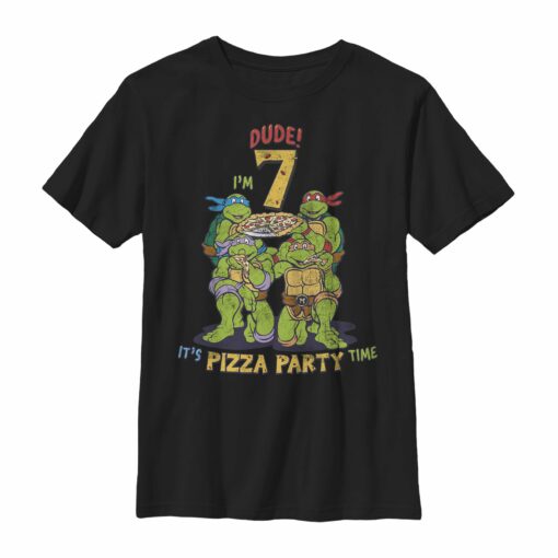 Boy_s Teenage Mutant Ninja Turtles 7th Birthday Pizza Party T-Shirt