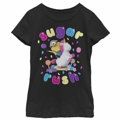 Girl_s Despicable Me Minion Riding Unicorn Sugar Rush T-Shirt