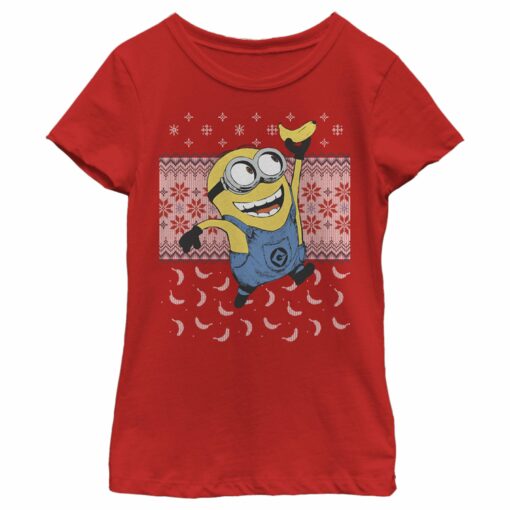 Girl_s Despicable Me Ugly Christmas Minons Banana T-Shirt