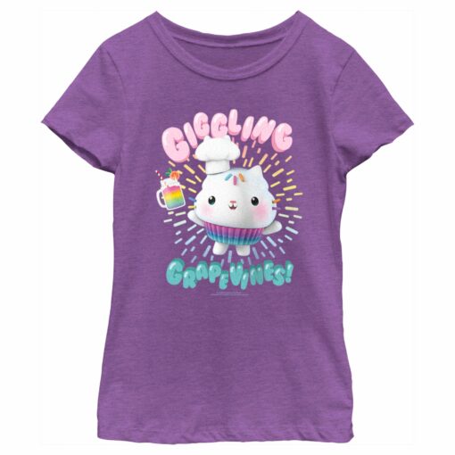 Girl_s DreamWorks Gabby_s Dollhouse Cakey Cat Giggling Grapevines! T-Shirt