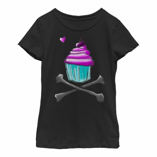 Girl_s Lost Gods Skull and Crossbones Cupcake T-Shirt