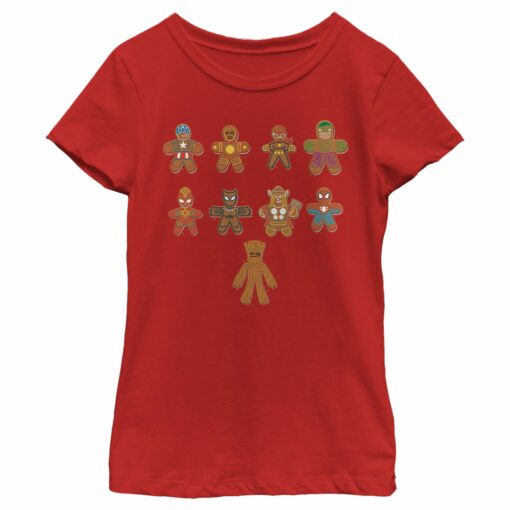 Girl_s Marvel Christmas Gingerbread Cookie Avengers T-Shirt