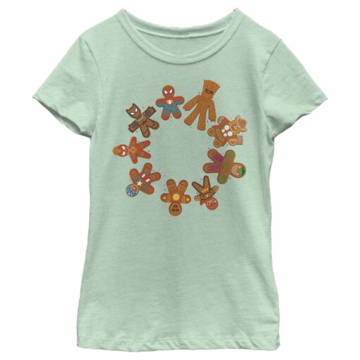 Girl_s Marvel Christmas Gingerbread Cookie Circle T-Shirt