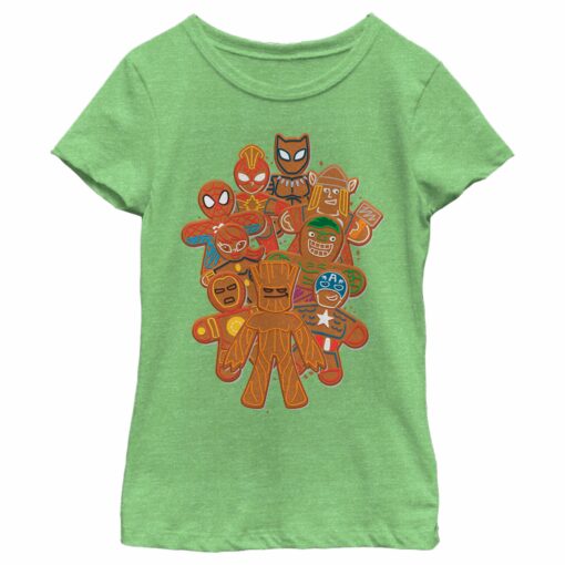 Girl_s Marvel Christmas Gingerbread Cookie Heroes T-Shirt