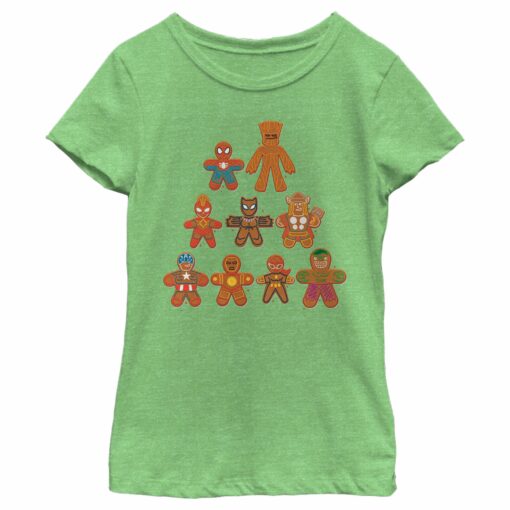 Girl_s Marvel Christmas Gingerbread Cookie Tree T-Shirt