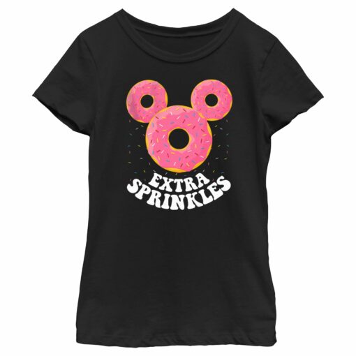 Girl_s Mickey & Friends Mickey Mouse Extra Sprinkles Donut Silhouette T-Shirt