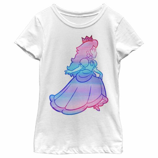 Girl_s Nintendo Princess Peach Rainbow Fade T-Shirt