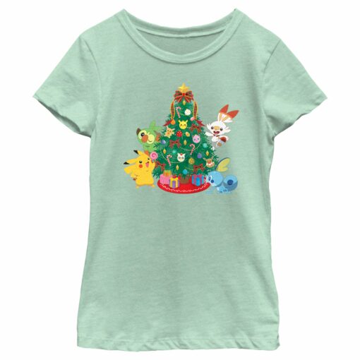 Girl_s Pokemon Christmas Tree Friends T-Shirt