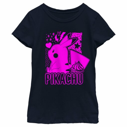 Girl_s Pokemon Pikachu Sweet Pink Neon T-Shirt