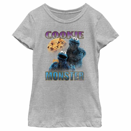 Girl_s Sesame Street Cookie Monster Retro Portrait T-Shirt