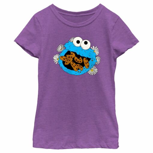 Girl_s Sesame Street Cookie Monster and Daisies T-Shirt