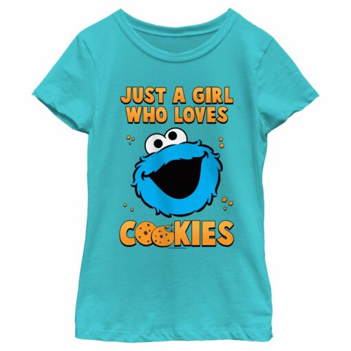 Girl_s Sesame Street Just a Girl Who Loves Cookies T-Shirt