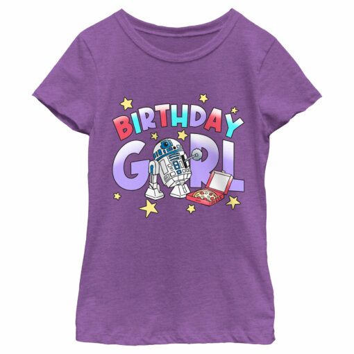 Girl_s Star Wars Birthday Girl R2-D2 Party T-Shirt