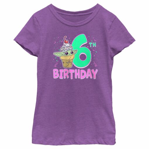 Girl_s Star Wars The Mandalorian 6th Birthday Grogu Ice Cream T-Shirt