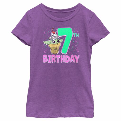 Girl_s Star Wars The Mandalorian 7th Birthday Grogu Ice Cream T-Shirt