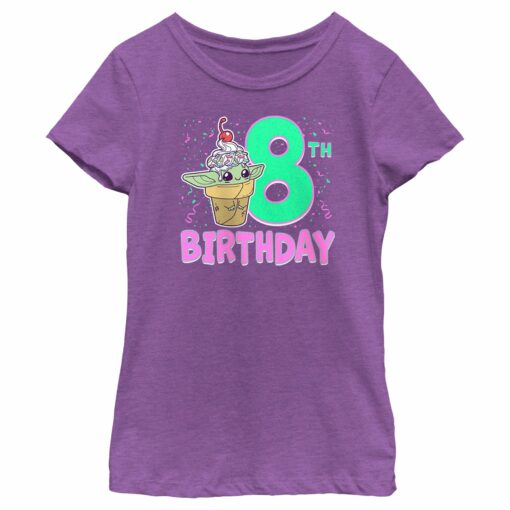 Girl_s Star Wars The Mandalorian 8th Birthday Grogu Ice Cream T-Shirt