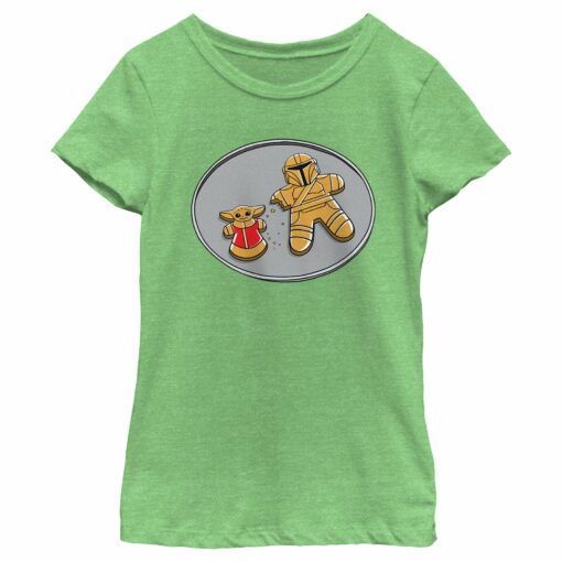 Girl_s Star Wars The Mandalorian Gingerbread Cookies Mando Grogu T-Shirt