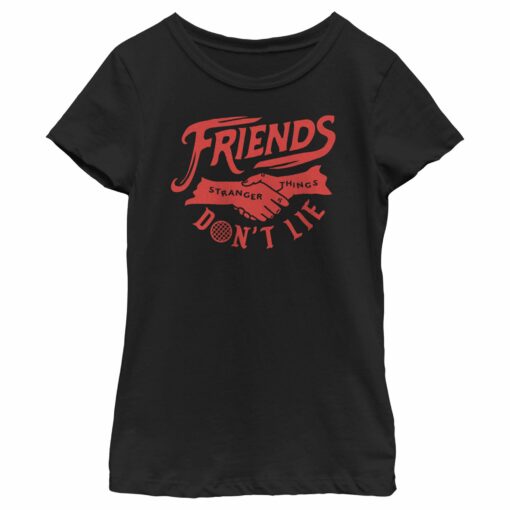 Girl_s Stranger Things Friends Don_t Lie Handshake T-Shirt