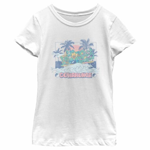 Girl_s Teenage Mutant Ninja Turtles Distressed Tropical Beach T-Shirt