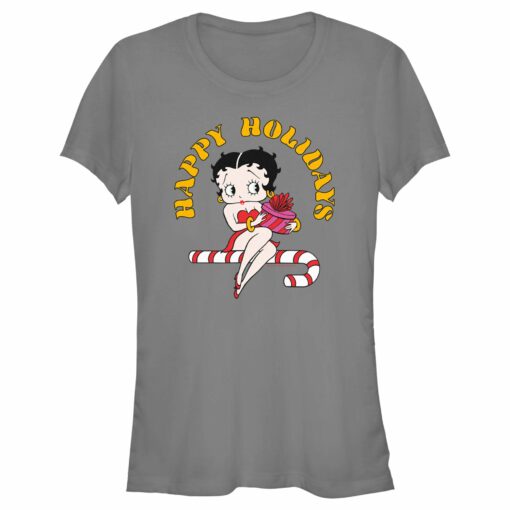 Junior_s Betty Boop Happy Holidays Candy Cane T-Shirt