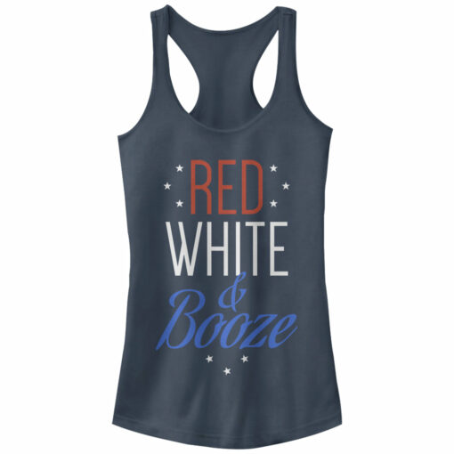 Junior_s CHIN UP 4th of July and Booze Racerback Tank Top