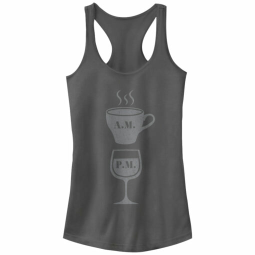 Junior_s CHIN UP Coffee AM Wine PM Racerback Tank Top