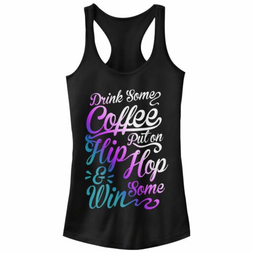 Junior_s CHIN UP Coffee and Hip Hop Cursive Racerback Tank Top