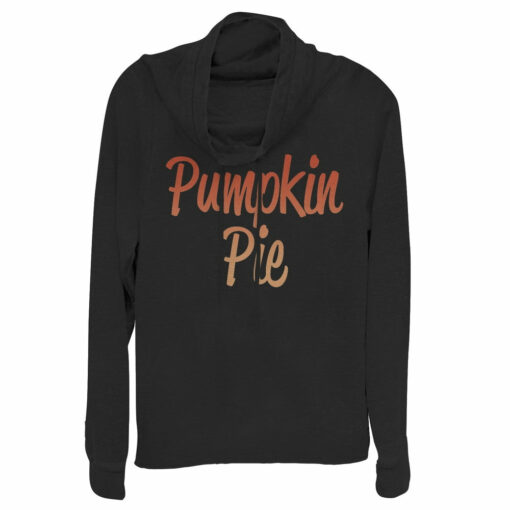 Junior_s CHIN UP Cursive Pumpkin Pie Cowl Neck Sweatshirt