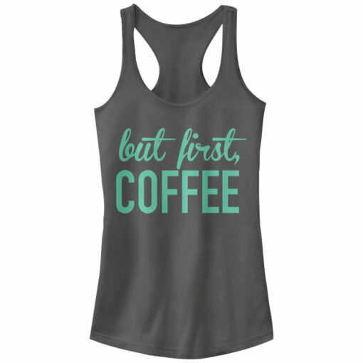 Junior_s CHIN UP First Coffee Racerback Tank Top