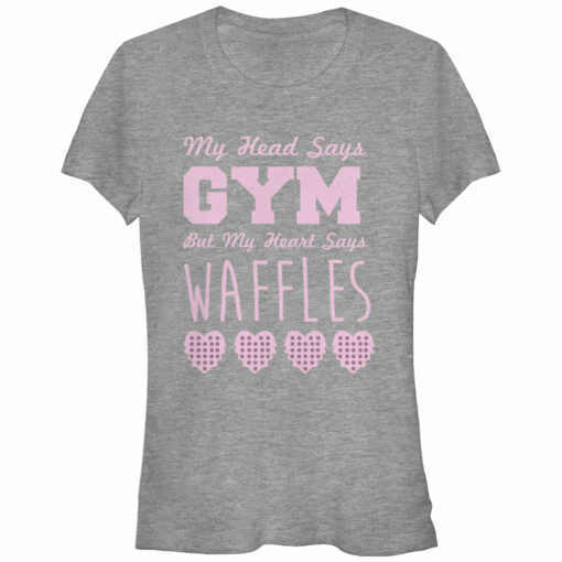 Junior_s CHIN UP Head Says Gym Heart Says Waffles T-Shirt