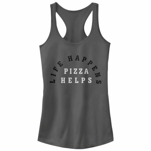 Junior_s CHIN UP Life Happens Pizza Helps Racerback Tank Top