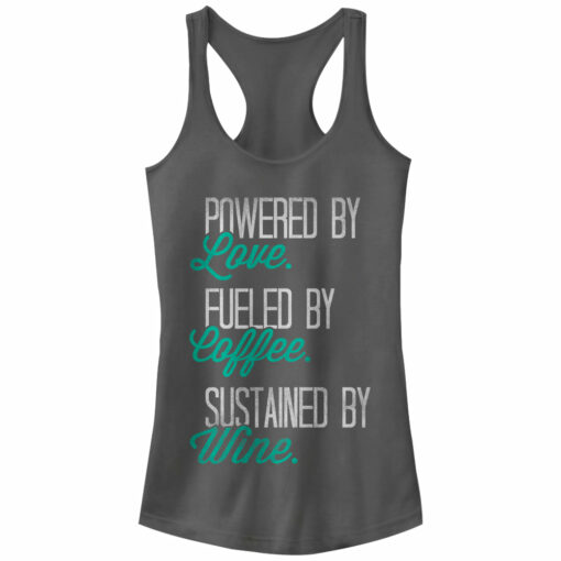 Junior_s CHIN UP Powered by Love Fueled by Coffee Racerback Tank Top