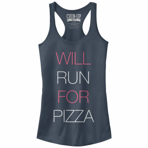 Junior_s CHIN UP Will Run for Pizza Racerback Tank Top