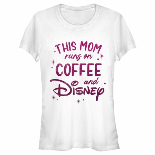 Junior_s Disney This Mom Runs On Coffee T-Shirt