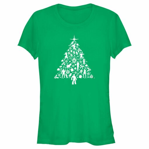 Junior_s Guardians of the Galaxy Holiday Special Silhouettes Christmas Tree T-Shirt