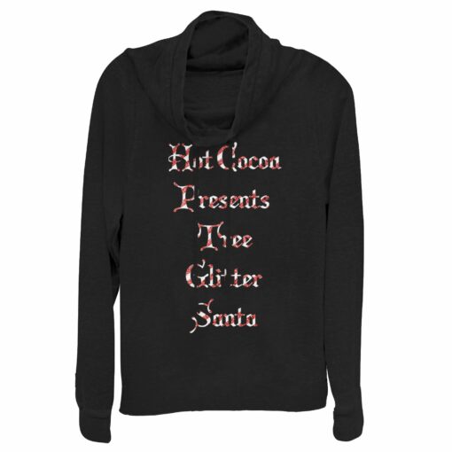 Junior_s Lost Gods Christmas Candy Cane List Cowl Neck Sweatshirt