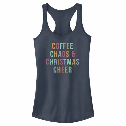 Junior_s Lost Gods Distressed Coffee Chaos Christmas Racerback Tank Top