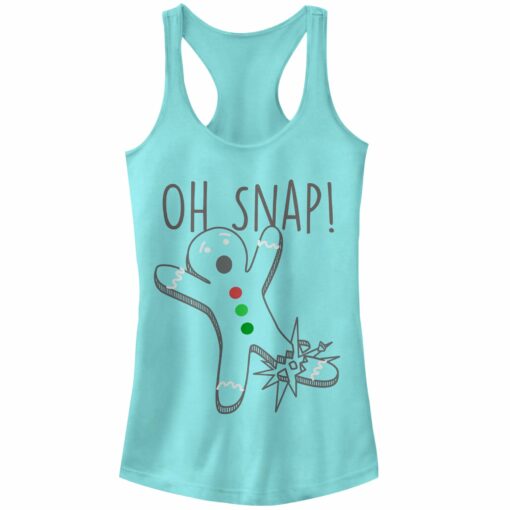 Junior_s Lost Gods Oh Snap Gingerbread Man Outline Racerback Tank Top